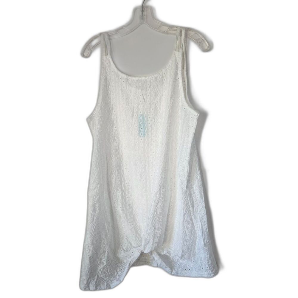 AQUA EVE Swimsuit Cover Up Dress Crochet Sleeveless Twist White Large NWT
